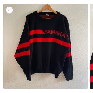Vintage Yamaha Black and Red Sweater Rare XL